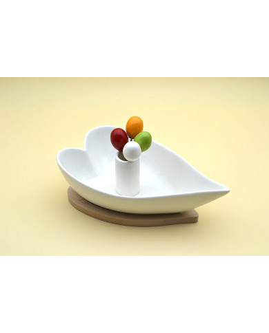 ANTIPASTIERA A CUORE CON 4 SPILLI COLORATI