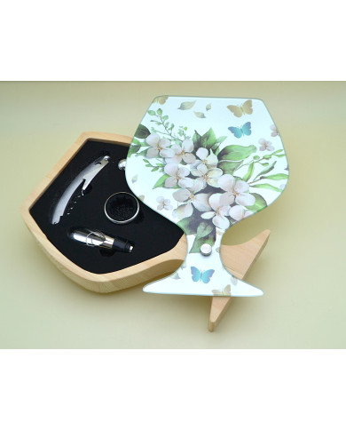 SET VINO A CALICE FLOREALE SALVIA