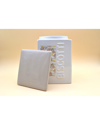 BISCOTTIERA FLOREALE CON TAPPO QUADRATO