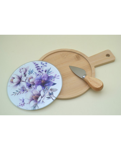 TAGLIERE TONDO CON UN COLTELLO