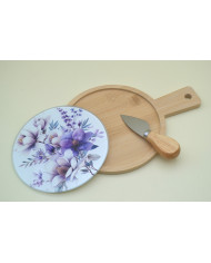 TAGLIERE TONDO CON UN COLTELLO