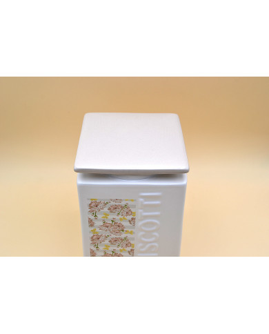 BISCOTTIERA FLOREALE CON TAPPO QUADRATO