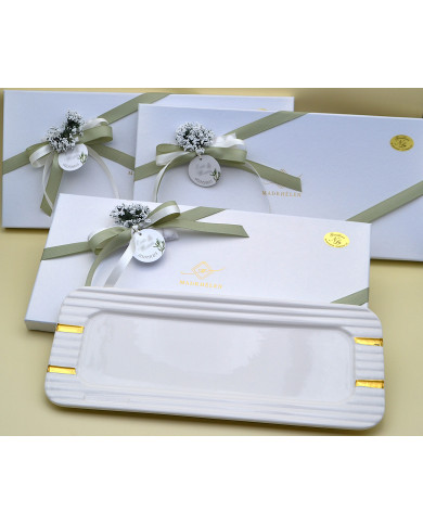 VASSOIO BIANCO CON DECORI ORO