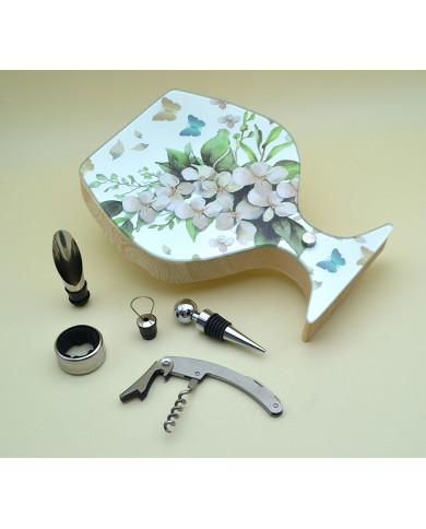 SET VINO A CALICE FLOREALE SALVIA