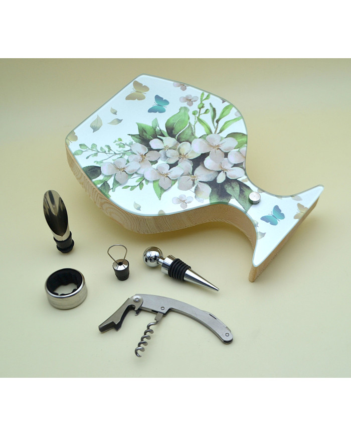 SET VINO A CALICE FLOREALE SALVIA