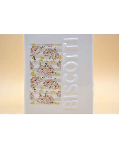 BISCOTTIERA FLOREALE CON TAPPO QUADRATO