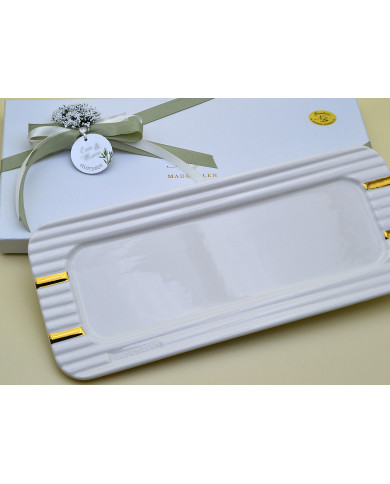 VASSOIO BIANCO CON DECORI ORO