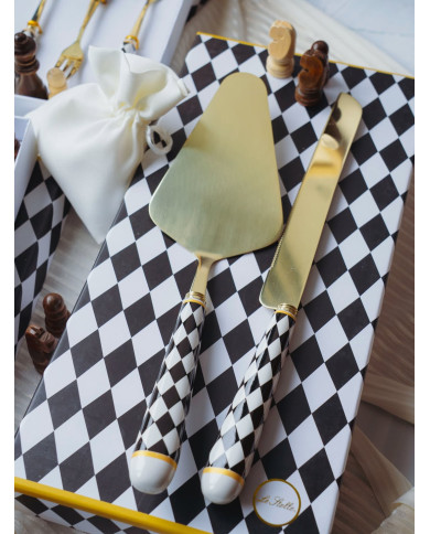 SET 2 PZ TAGLIA TORTA SCACCHI