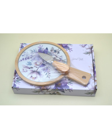 TAGLIERE TONDO CON UN COLTELLO