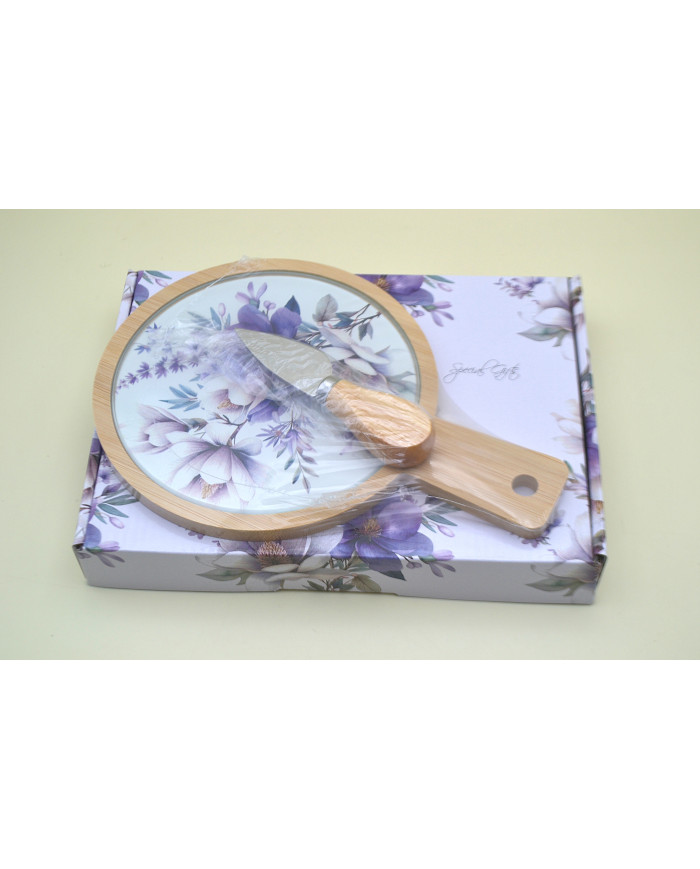 TAGLIERE TONDO CON UN COLTELLO